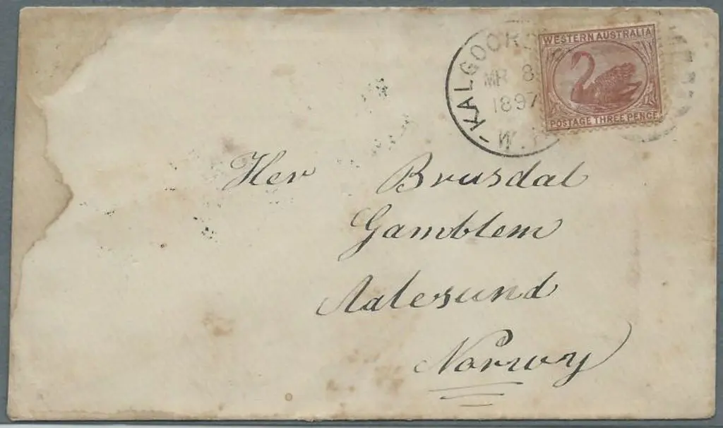 Kalgoorlie DxL3 for 8th March 1897 on 3d brown ... Image 1++