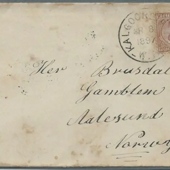 Kalgoorlie DxL3 for 8th March 1897 on 3d brown ...