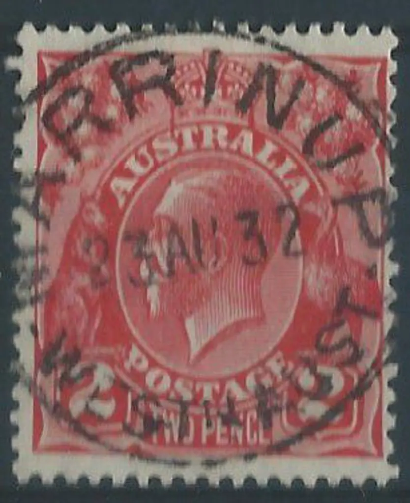 Marrinup B28 dated 23 Au 1932 95% strike on 2d red ... Image 1++