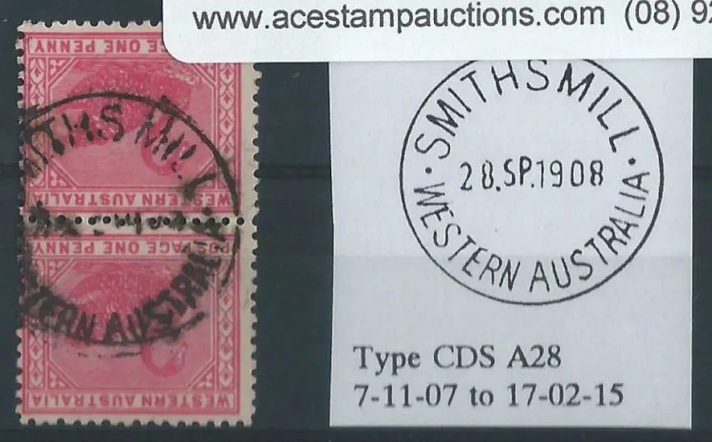 Smiths Mill A28 dated 2nd April 1911 on pair of 1d ... Image 1++