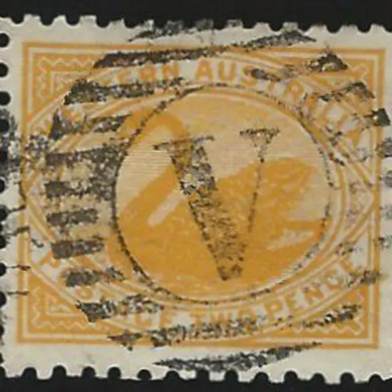 Vasse barred "V" from duplex on 2d yellow perf. ...