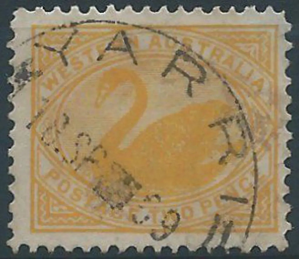 Yarri A28 Clear 70% strike on 2d yellow swan dated ... Image 1++