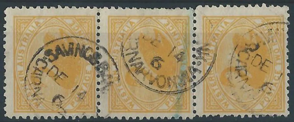 Carnarvon Sbii Three part strikes on strip of 3 2d ... Image 1++