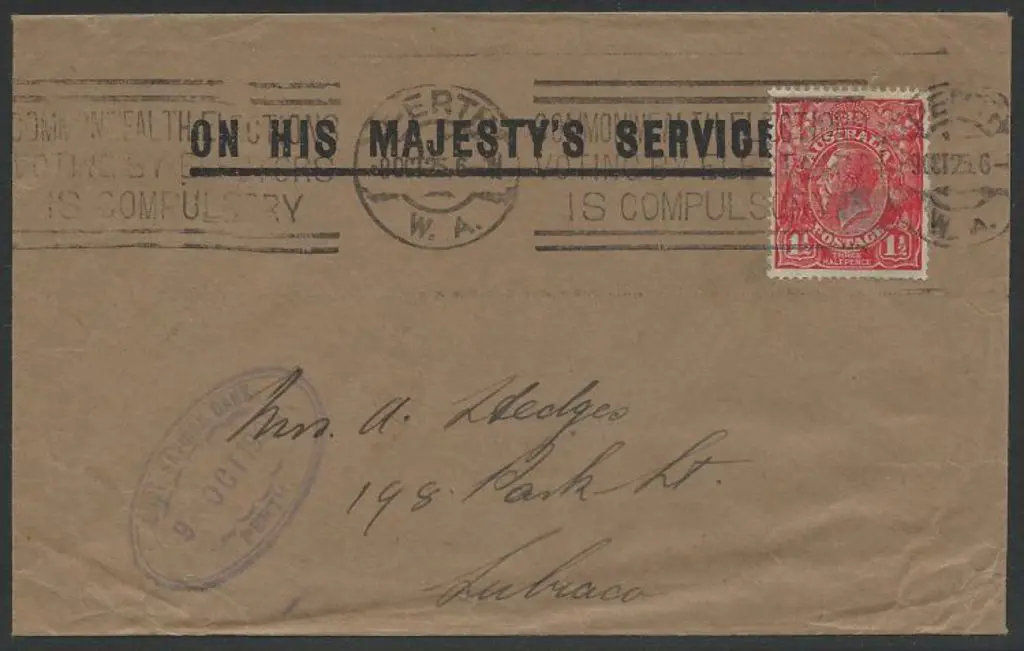 Govt Savings Bank Perth 9 OCT 1925 Sb v. Two ... Image 1++