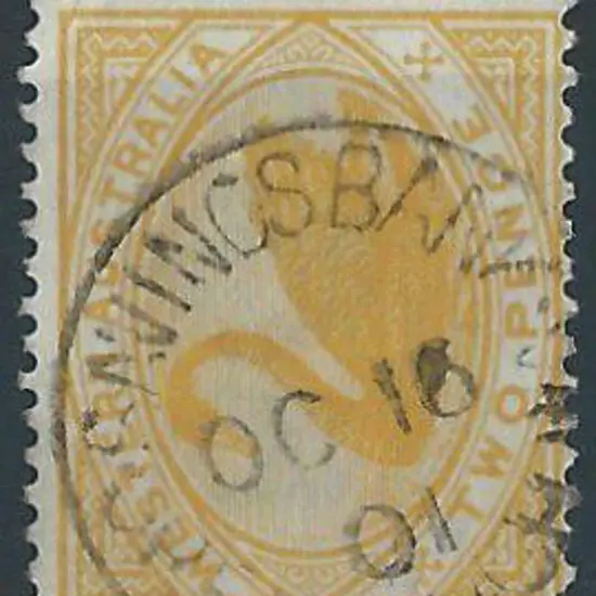 Greenough Sbii 75% strike on 2d yellow swan dated ...