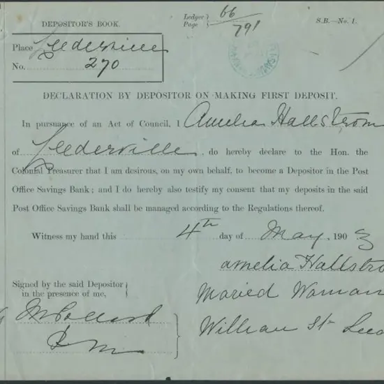 Leederville Savings Bank SB11(1) in blue ink on ...