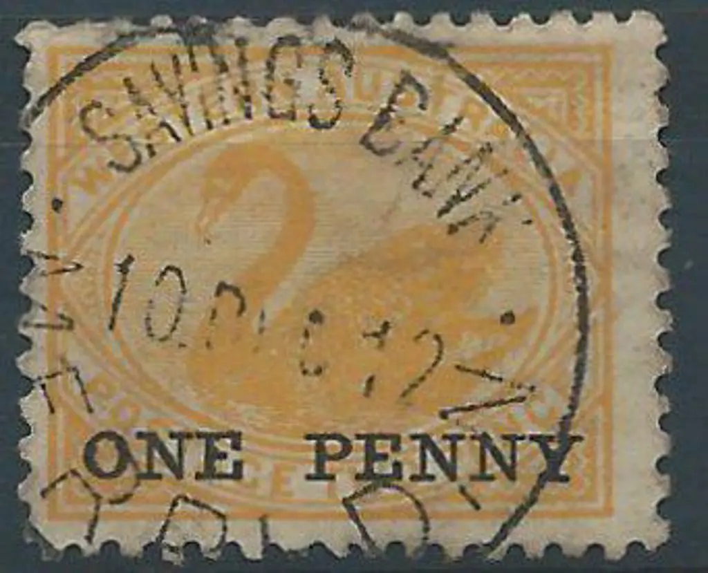 Merridan SBv 80% strike on 1d surcharged yellow ... Image 1++