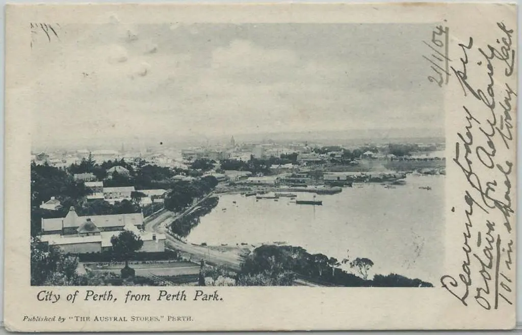 "City of Perth, from Perth Park" (Austral Stores) ... Image 1++