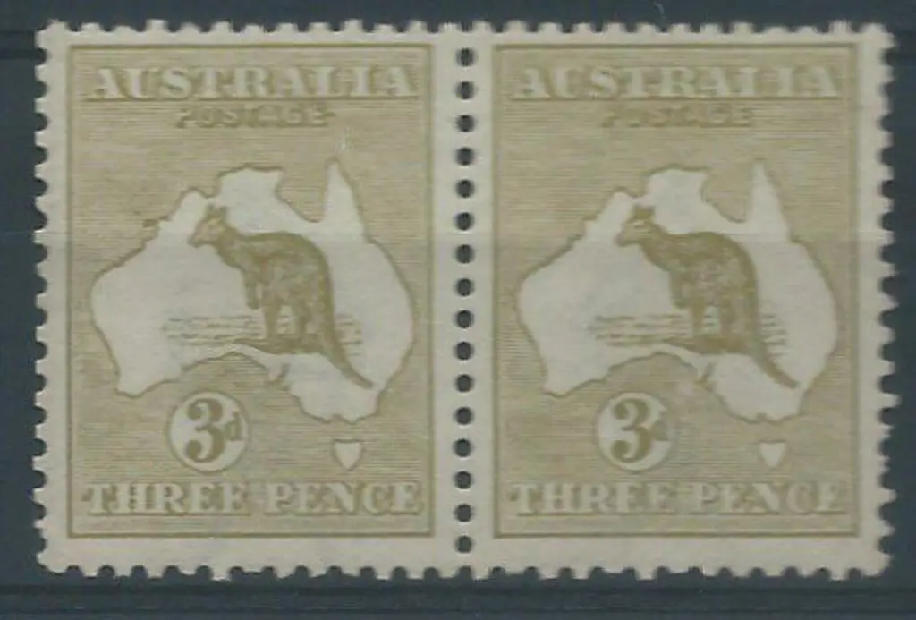 1913 1st wmk 3d olive-green pair. MUH with light ... Image 1++