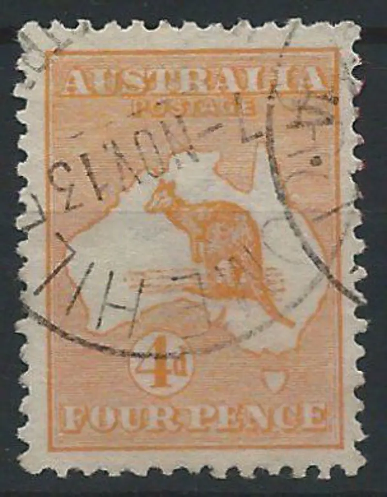 1913 1st wmk 4d orange-yellow superb used with ... Image 1++