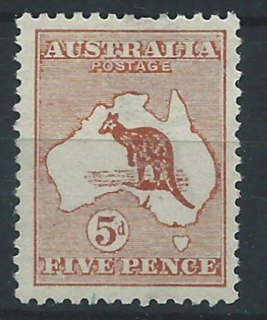 1913 1st wmk 5d chestnut. Shortish perf at top ... Image 1++
