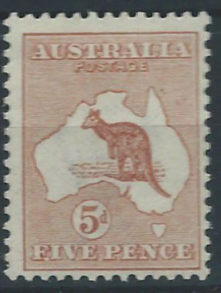 1913 1st wmk 5d pale chestnut. MLH with hinge ... Image 1++