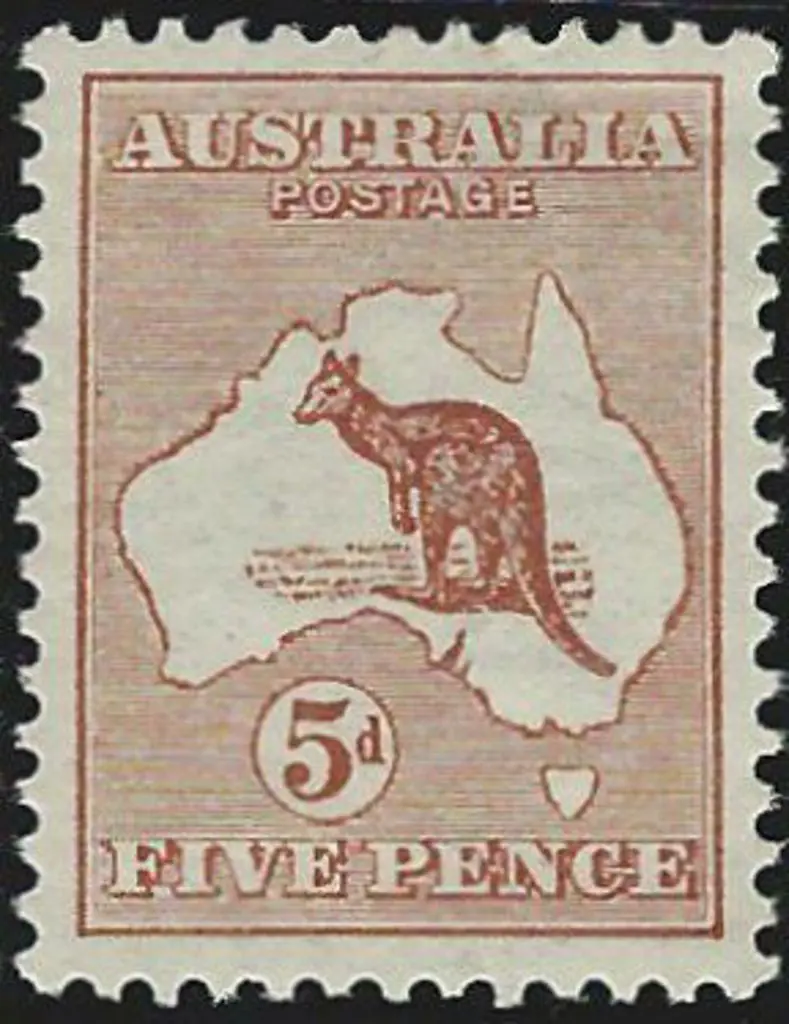 1913 1st wmk 5d pale chestnut. MLH & well centred. ... Image 1++