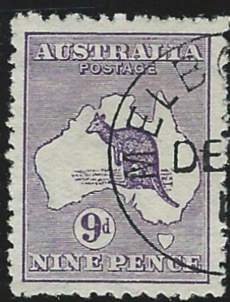 1913 1st wmk 9d violet with Melbourne partial CTO ... Image 1++