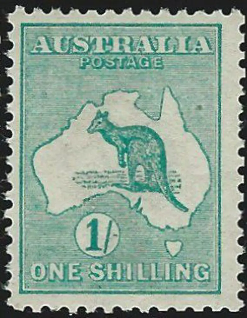 1913 1st wmk 1/- blue green. Fresh MUH. Centred a ... Image 1++