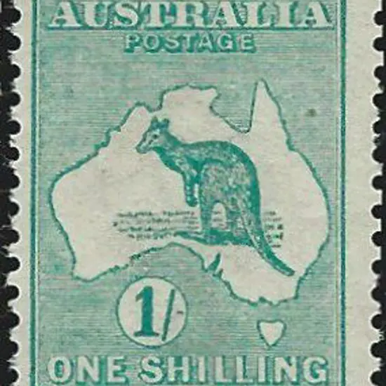 1913 1st wmk 1/- blue green. Fresh MUH. Centred a ...