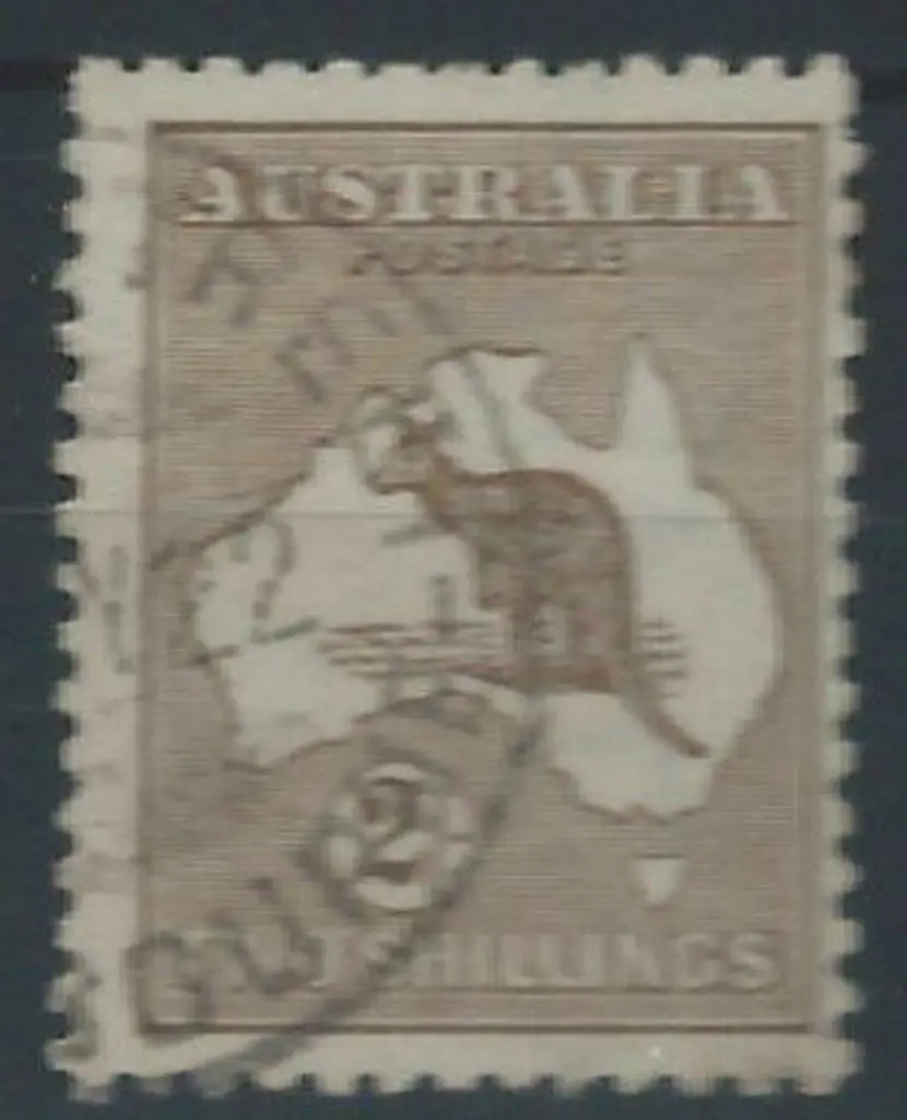 1913 1st wmk 2/- brown F/U with part Melbourne ... Image 1++