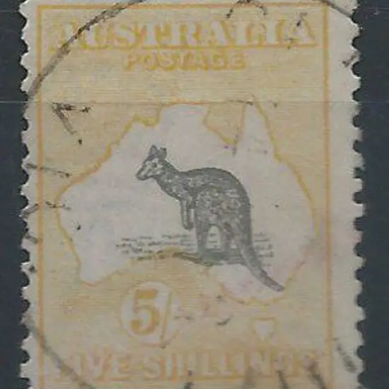 1913 1st wmk 5/- grey & yellow with light full ...