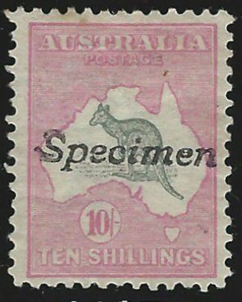 1913 1st wmk 10/- grey & pink with "Specimen" type ... Image 1++