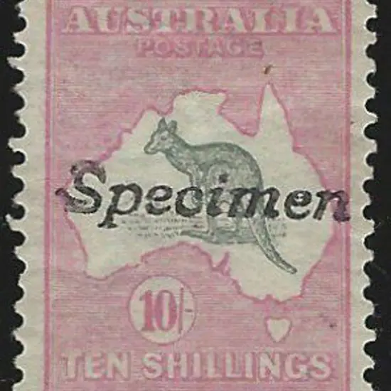 1913 1st wmk 10/- grey & pink with "Specimen" type ...