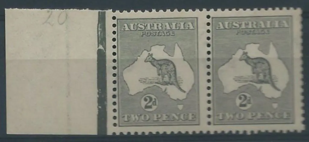 1915 2nd wmk 2d slate-grey pair with left ... Image 1++