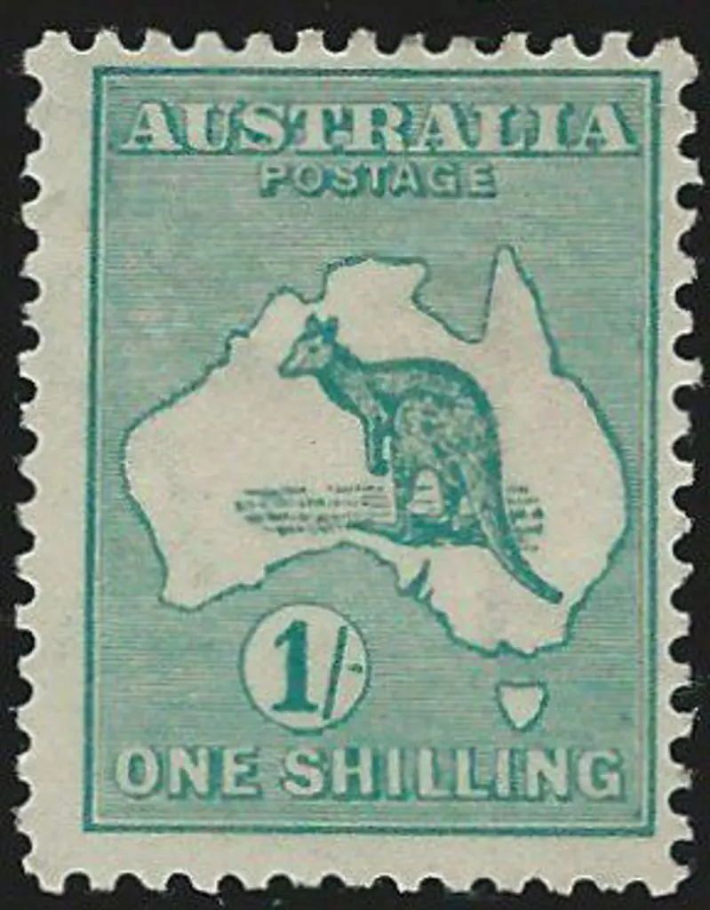 1915 2nd wmk 1/- bright blue green. Centred to ... Image 1++