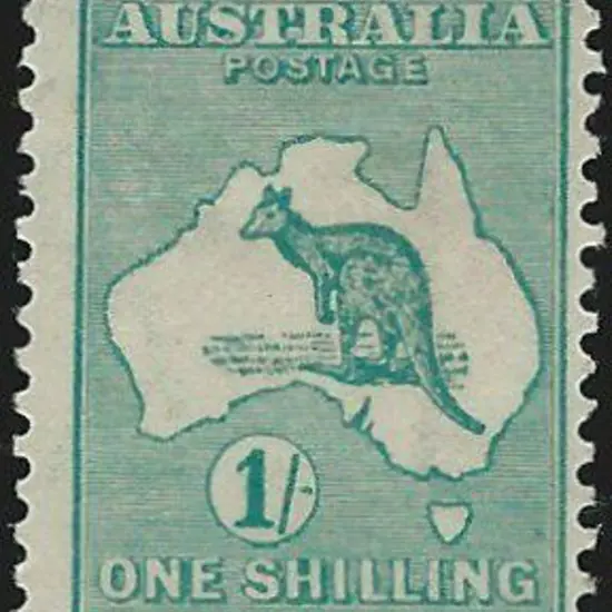 1915 2nd wmk 1/- bright blue green. Centred to ...