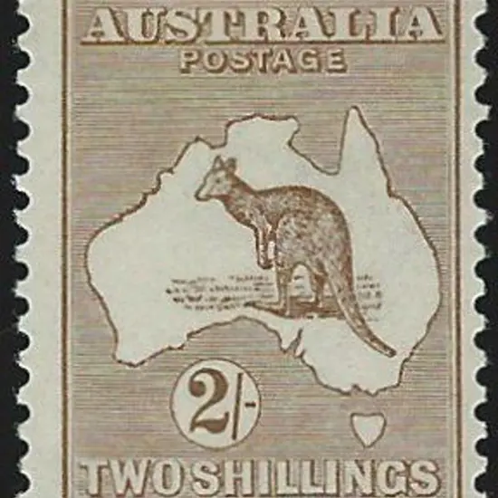 1915 2nd wmk 2/- light brown. Centred slightly to ...