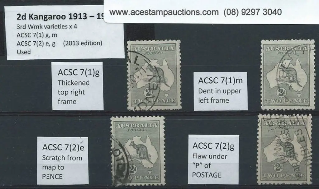 1915-28 3rd wmk 2d grey x 4 with "thickened top ... Image 1++
