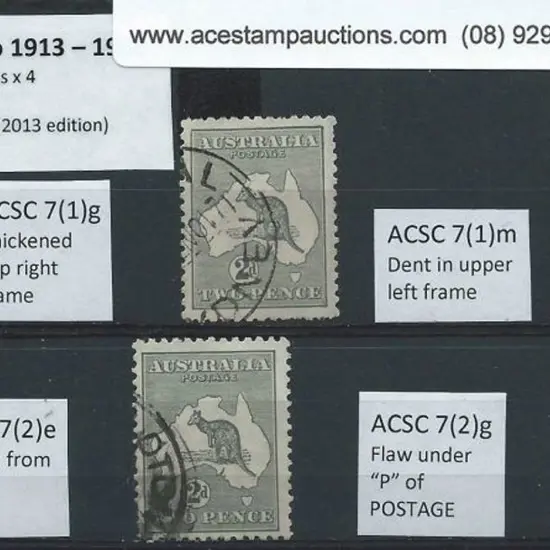 1915-28 3rd wmk 2d grey x 4 with "thickened top ...