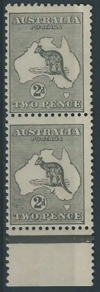 1915-28 3rd wmk 2d silver-grey vertical pair with ... Image 1++