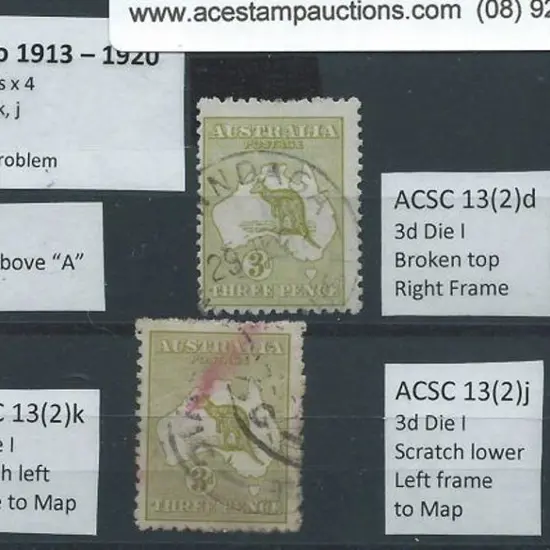 1915-28 3rd wmk 3d olive Die I, Plate 2 x 4 with ...