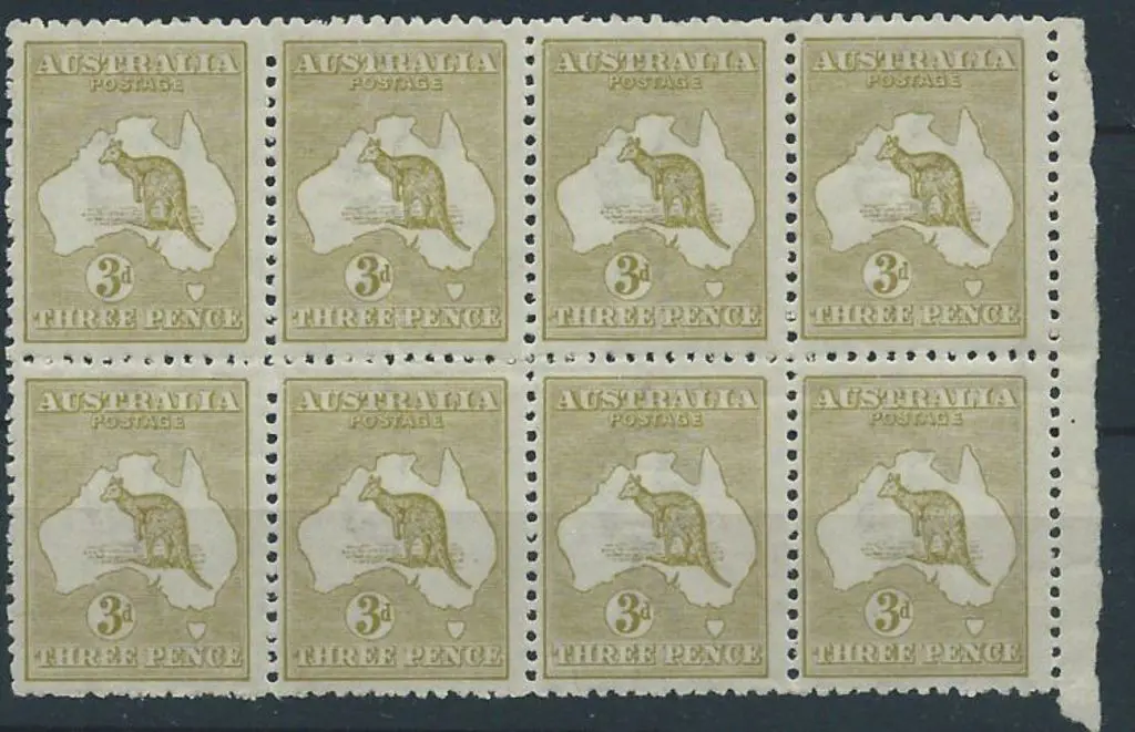 1915-28 3rd wmk 3d olive Die IIB right pane block ... Image 1++