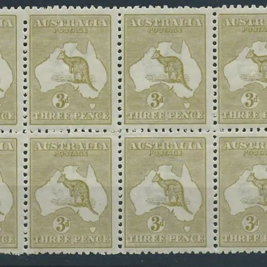 1915-28 3rd wmk 3d olive Die IIB right pane block ...
