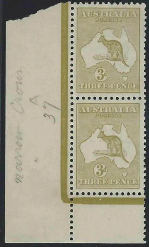 1915-28 3rd wmk 3d yellow olive Die II vertical ... Image 1++