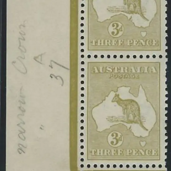 1915-28 3rd wmk 3d yellow olive Die II vertical ...