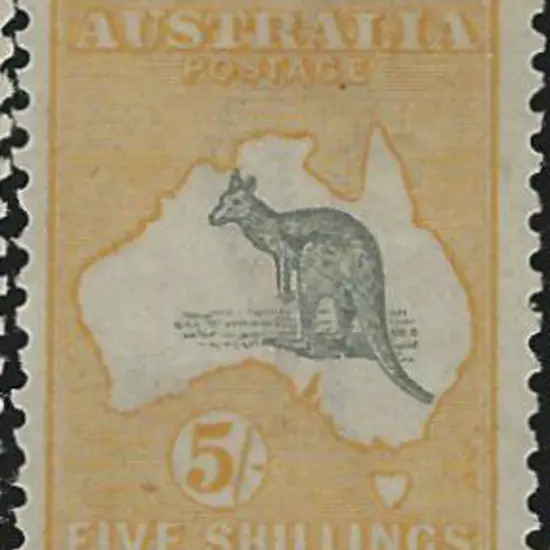 1915-28 3rd wmk 5/- grey & yellow. MLH with light ...