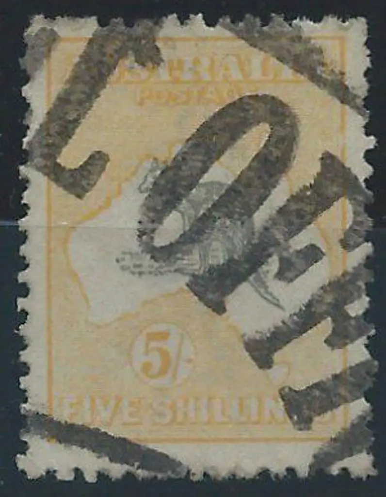 1915-28 3rd wmk 5/- grey & yellow with "tail & ... Image 1++