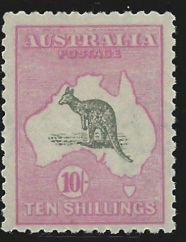 1915-28 3rd wmk 10/- grey & deep aniline pink. ... Image 1++