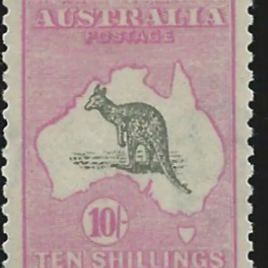 1915-28 3rd wmk 10/- grey & deep aniline pink. ...