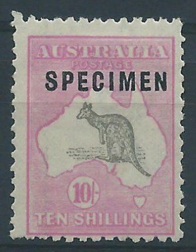 1915-28 3rd wmk 10/- grey & pink ovptd "SPECIMEN" ... Image 1++