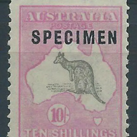 1915-28 3rd wmk 10/- grey & pink ovptd "SPECIMEN" ...
