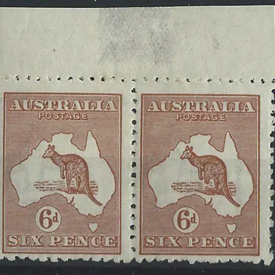 1923-24 New colours 6d chestnut horizontal pair ...