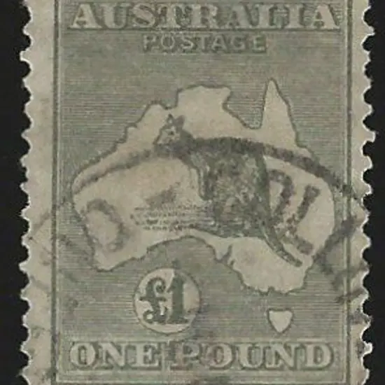 1923-24 New colours £1 grey F/U with cds. Mildly ...
