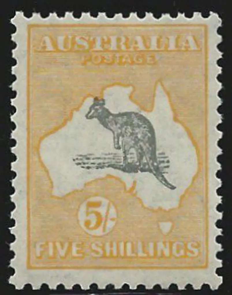 1929-30 Smult 5/- grey & yellow orange. Centred ... Image 1++