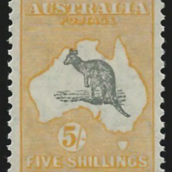 1929-30 Smult 5/- grey & yellow orange. Centred ...