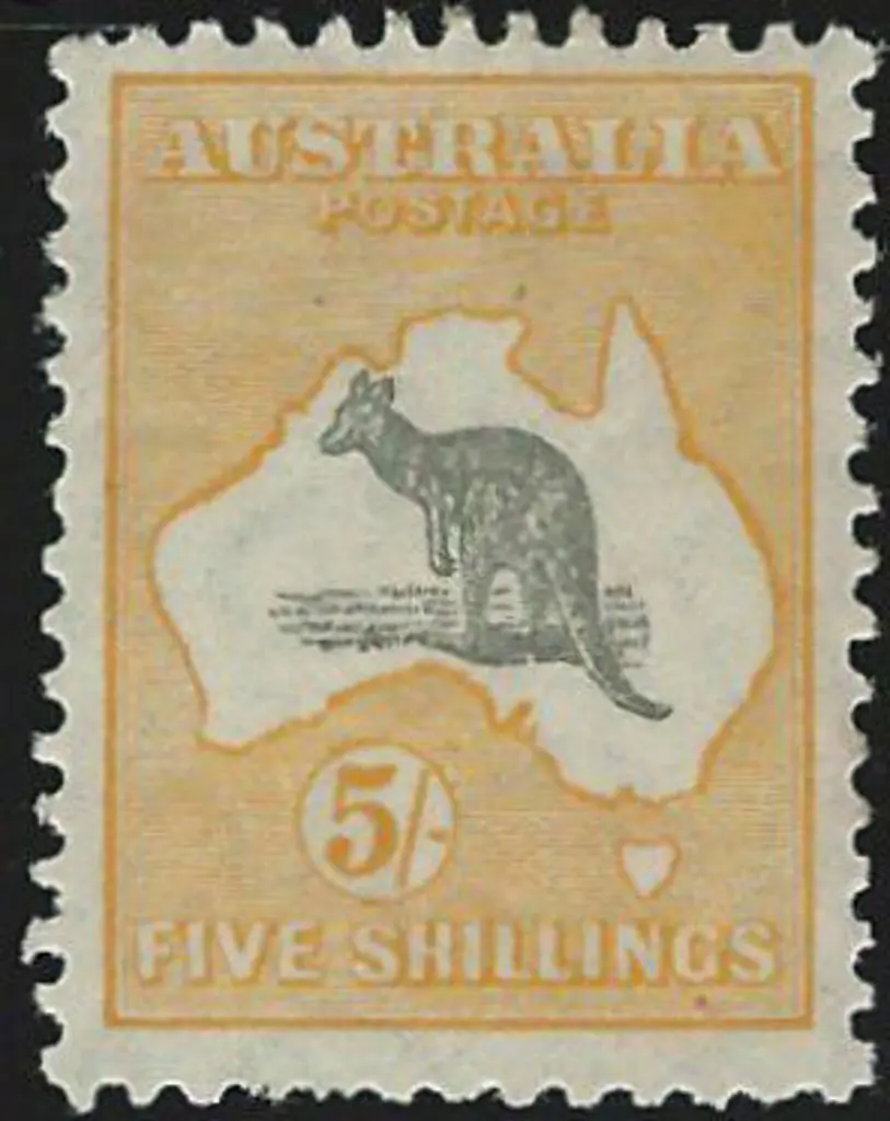 1929-30 Smult 5/- grey & yellow-orange. MLH with ... Image 1++