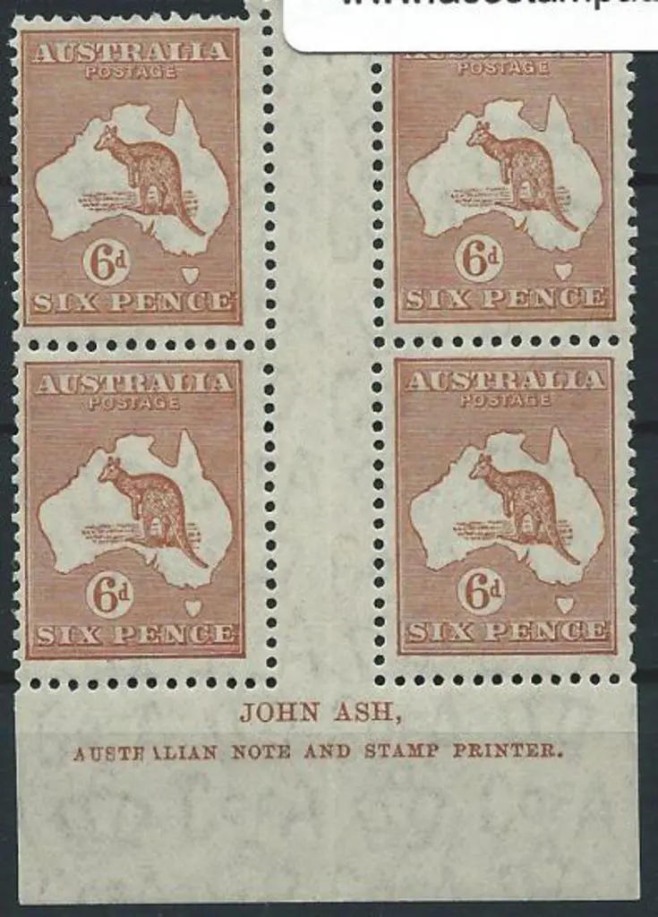 1931-47 CofA 6d chestnut Ash imprint block with ... Image 1++