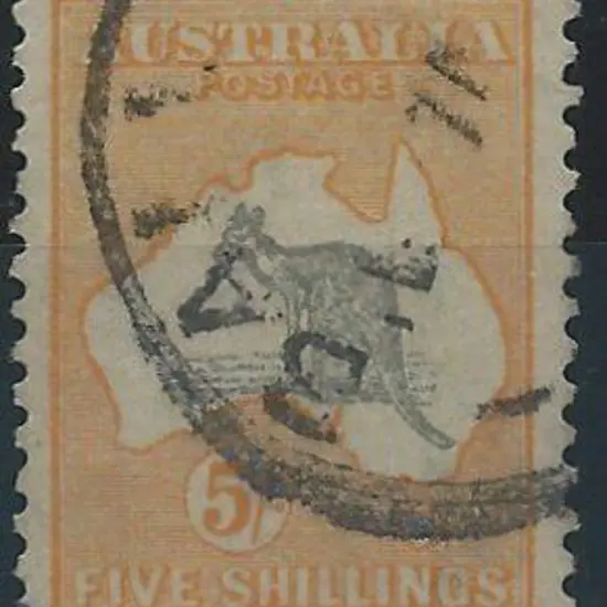 1931-47 CofA 5/- grey & yellow with "weeping ...