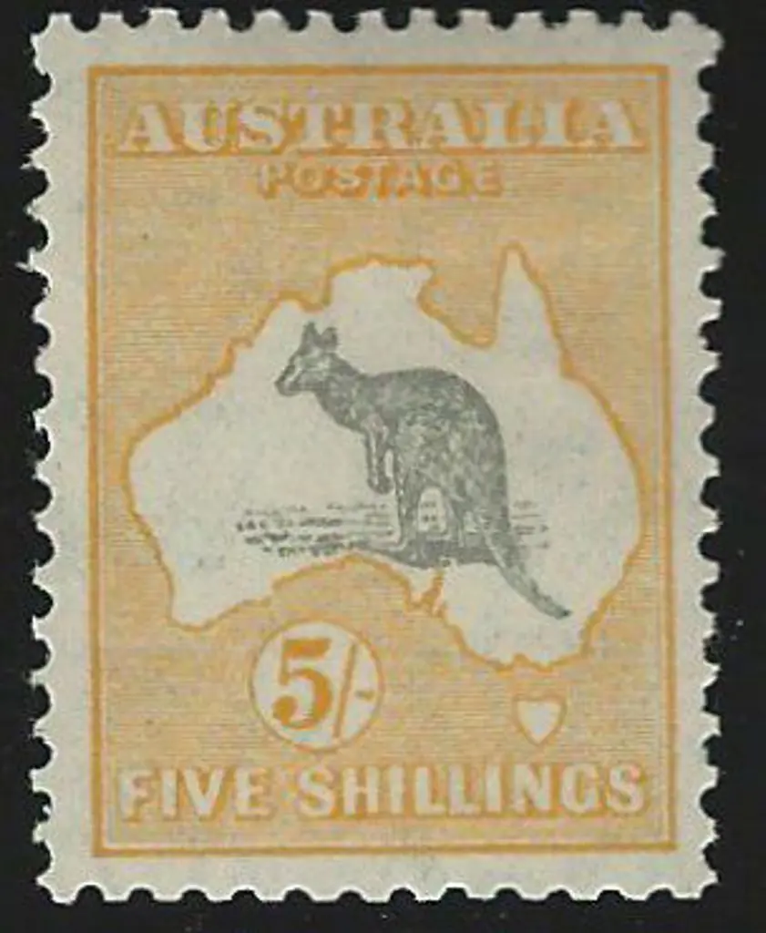 1931-47 CofA 5/- grey & yellow. MLH with excellent ... Image 1++